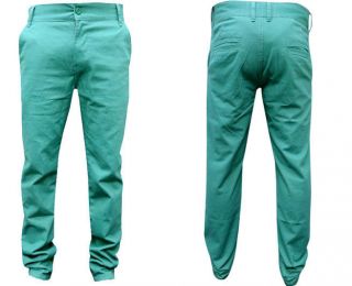  BELLFIELD GREEN CANVAS STRAIGHT DROP CROTCH CARGO CHINO PANTS JEANS