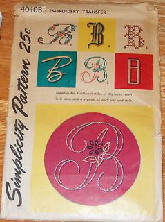 Vintage Simplicity Transfer 4040B Letter B 6 Styles 3 Sizes 6 