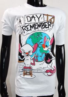 DAY TO REMEMBER ADTR Pinky and the Brain Punk Emo White Tee Men 
