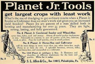 1910 Ad Planet Tools Crops Seeder Wheel Hoe Cultivator   ORIGINAL 