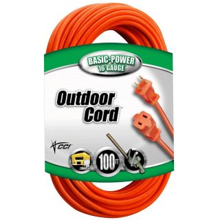   02209 16/2 Vinyl Outdoor Extension Cord, Orange, 10   25   100 ft