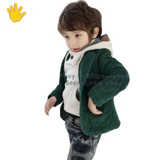 Cute Kids Green Blazer Jacket Corduroy Boys Long Sleeve Suit Coat Size 