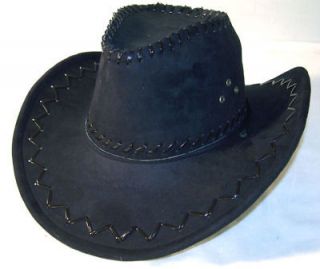 BLACK LEATHER COWBOY HAT mens hats ladies caps womens western headwear 