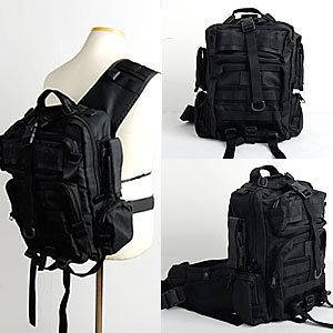 Military Unbalanced Backpack Cross body Sling Bag Black