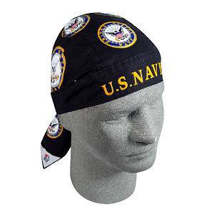US Navy Logo Gold & Black Doo Rag Headwrap Skull Cap