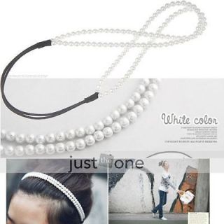   Elastic Imitation Pearl Hair Decoration Band Headband Headwrap