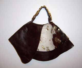 Ozakii Bag Leopard Print layered Hair on Cow Leather Skirt Clutch Bag 