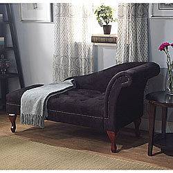   RICH BLACK MICROFIBER CHAISE LOUNGE WITH STORAGE FAST SELLER