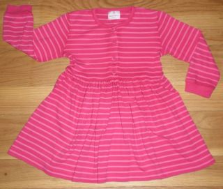 HANNA ANDERSSON Pink Stripe Full Play School Dress Cotton Knit LS 110 