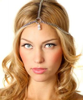   Crystal Pearl Charm Chain Grecian Style Greek Headpiece Headband