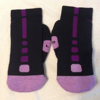   Nike Elite Basketball Socks Black with Purple Stripes Large Size 8 12