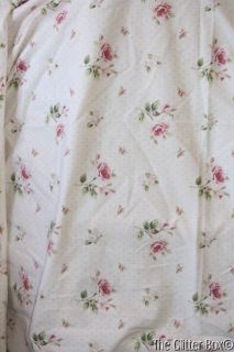 Vintage Twin Flat Bed Sheet Shabby Cottage Chic Pink Roses Linens B8