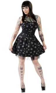 Sourpuss Tangled Web Dress Little Black Dress with Wide Belt w/Bow 