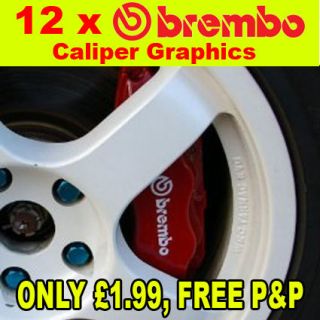 12 x brembo brake caliper decals, stickers, graphics