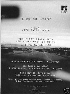 REM #1 Radio Only MEDIA HYPE PROMO AD EBow LETTER