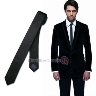 2inch Mens Tie Solid Plain Necktie Skinny Black Wedding Party Gift