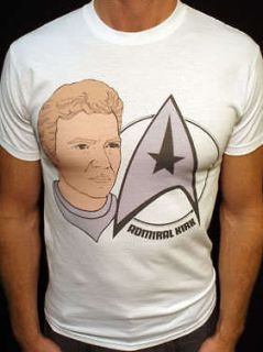 Admiral Kirk t shirt star trek captain vtg style short/long mens 