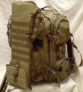 Coyote Molle 3 Day Tactical Assault Pack & Molle Rifle Scabbard w/ 1 