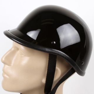 Low Profile Novelty Polo Chopper Biker Helmet Skull Cap Gloss Black 