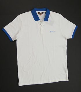 BEN SHERMAN Men White Short Sleeve Polo Shirts NEW NWT