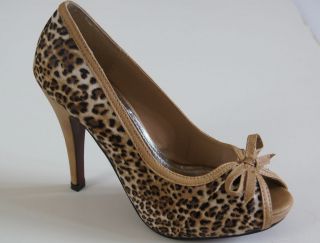 Leopard Peep Toe Platform Pump Sandal High Heel