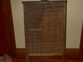 SMALLER PRIMITIVE LETTER PRESS PRINTING BLOCKS SOLID WOOD DRAWER AND 