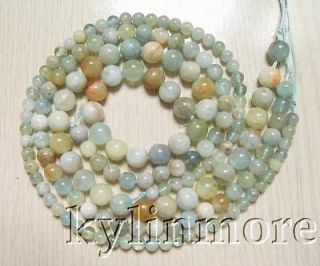 8SE01765a 3 Strands 6 8 10mm Natural Aquamarine Round