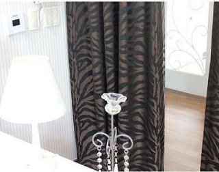 Zebra Printed Thermal Insulated Blackout Curtains Panel (2Panel) Brown 