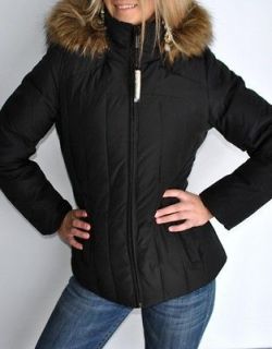 New Womens Calvin Klein Down Ski Jacket Coat Detachable Faux Fur Hood 