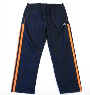 Adidas Signature Fat Stripes Lined Navy Blue & Orange Track Pants Mens 