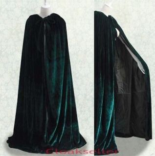 Stock  Velvet Capes Black Hooded Cloaks Witchcraft Halloween Wedding 