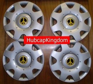   16 YELLOW PEACE SIGN Hubcaps Wheelcover SET (Fits: Volkswagen Beetle