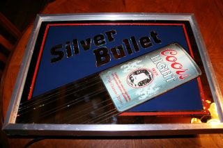Newly listed Working COORS LIGHT SILVER BULLET Mirrored Bar Pub Light 