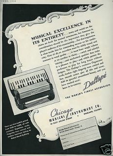   DALLAPE Accordions w/ Organtone Reeds Styling R.D. Budlong Original Ad