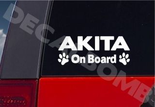 Akita On Board paw print decal / sticker dog puppy