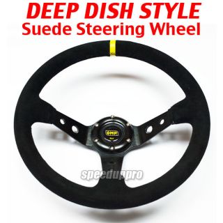350mm Suede Deep Dish Steering Wheel Corsica Style BLACK