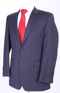 CHESTER BARRIE NAVY PINSTRIPE WOOL & CASHMERE MENS SUIT JACKET 38R 
