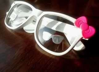   Hello Kitty Inspired White Glasses Hot Pink Bow Clear Lens Costume