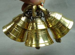   Ox Cow Elephant Camel Brass Bells Chimes 2.25 Ht 211 gm Set of 3