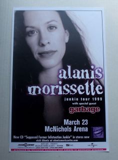 1999 ALANIS MORISSETTE With GARBAGE   Junkie Tour Concert Poster