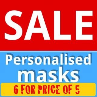   for price of 5 Personalised Masks   Great for stag/hen/birth​days