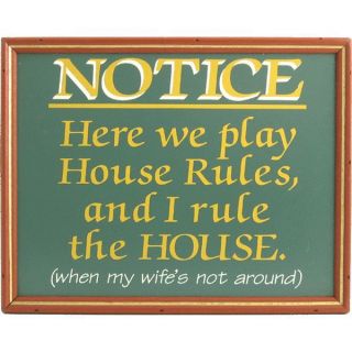 WE PLAY HOUSE RULES BILLIARDS WOODEN NOVELTY SIGN HANDCRAFTED