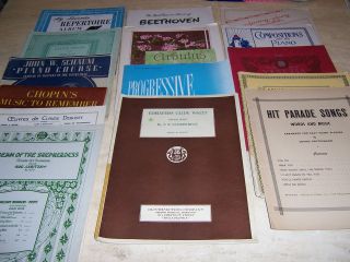 vintage lot of 13 arrangements and sheet music for piano