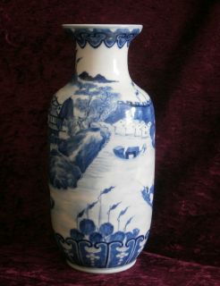   ANTIQUE BLUE AND WHITE CHINESE PORCELAIN PALACE VASE   NO RESERVE