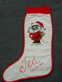 Vintage Christmas Stocking 1968 Ted ~ mouse ~ J.C.Penny co.