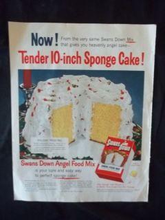 Vintage 1953 Swans Down Angel Food Cake Mix Ad Original Advertising