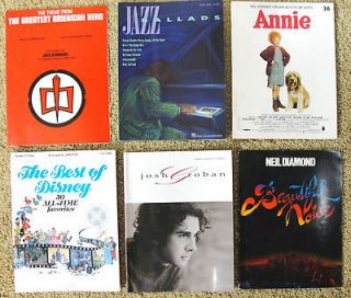 Vintage Lot 6 Piano Sheet Music Books Josh Groban Disney Neil Diamond 