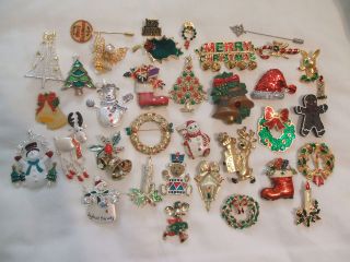 Vintage Christmas Pin / Brooch Lot   35 Pins