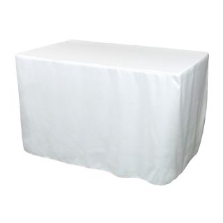 ft. White Fitted Polyester Tablecloth Wedding Table Linens
