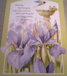Purple Iris Birthday Greeting Card by Marjolein Bastin Includes Bible 